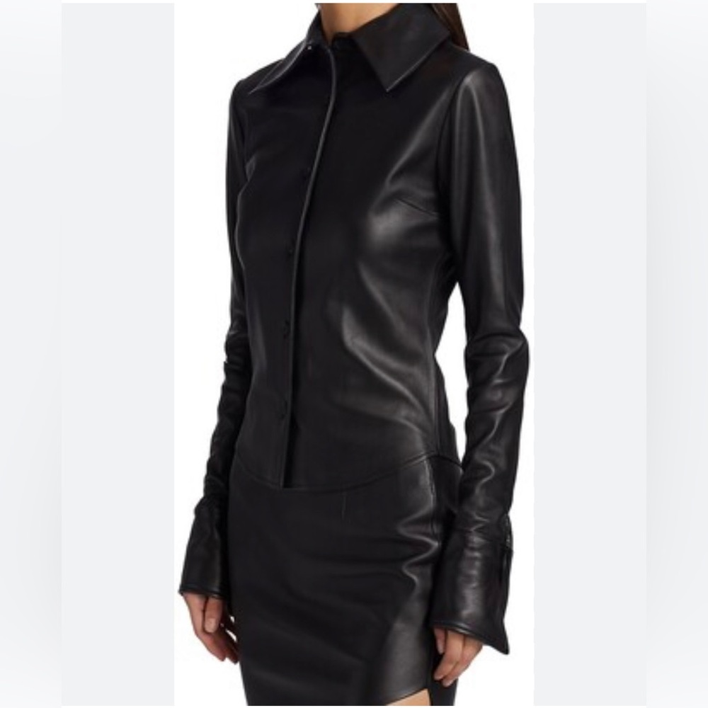 Sergio Hudson Leather Button
Down Shirt NWT